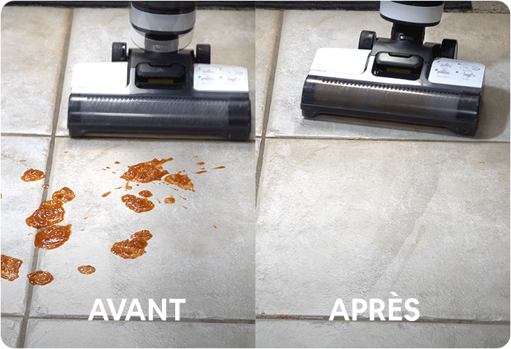 Nettoyage ketchup sur sols avec le Tineco One S3