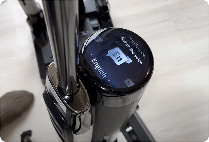 Écran de configuration de la langue de l'assistant vocal du Tineco S7 Pro